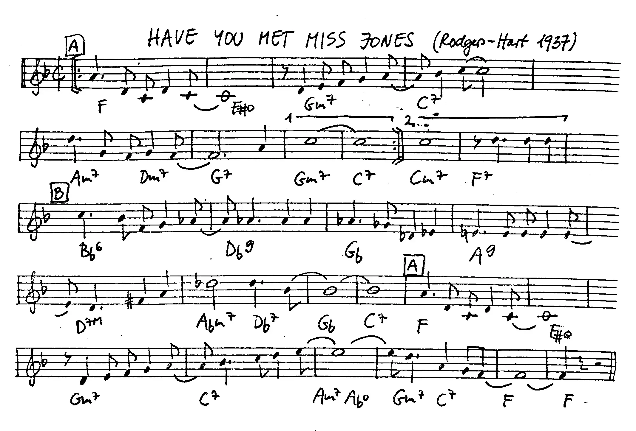 have you met miss jones free jazz leadsheet - Courtesy of the Jungle Jazz Band